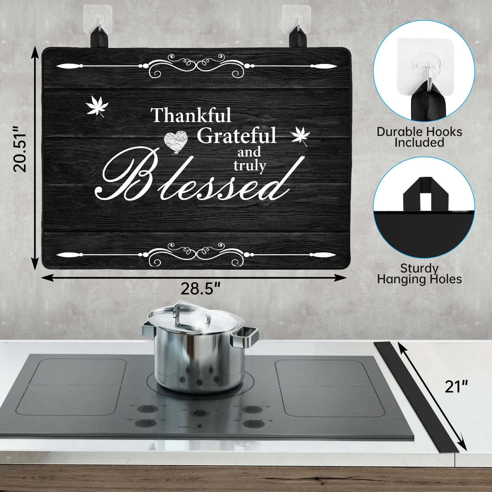 Stove Top Cover for Electric Stove (28.5”x 20.5”), Heat Resistant Glass Cooktop Cover, Multipurpose Stove/Counter/Washer Top Protector, Dishwasher Safe Natural Rubber (Thankul)