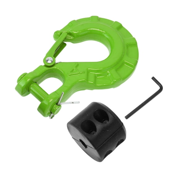 Unique Bargains 3/8" Winch Hook Winch Stopper Tow Hook UTV Winch Trailer Safety Chain Hooks Winch Cable Stopper 1 Pc Black Round Stopper 1 Pcs Small Wrench 1 Set