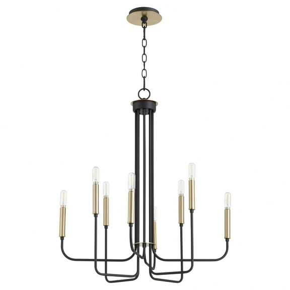 630-8-6980 Quorum Lighting Hope - 8 Light Chandelier In Soft Contemporary Style-29 Inches Tall and 24.75 Inches Wide-Textured Black/Aged Brass Finish