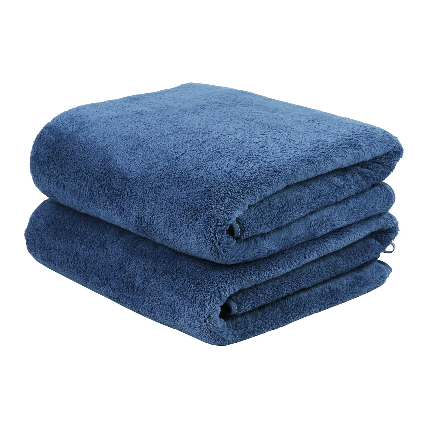2 Pack Coral Fleece Towel Set Hotel SPA Bath Towels Dark Blue