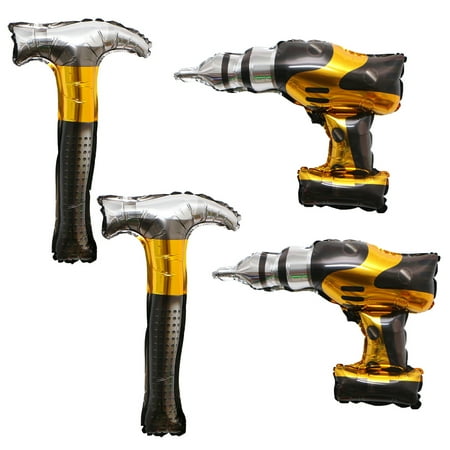 4PCS Hammer Foil Balloons Inflatable Hammer Construction Party Decorations Birthday Themed Party Decoration Baby