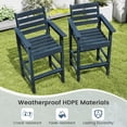 thumbnail image 6 of Gymax Patio Bar Stools Set of 4 Tall Adirondack Chair w/ Backrest Armrests & Footrests Navy, 6 of 9