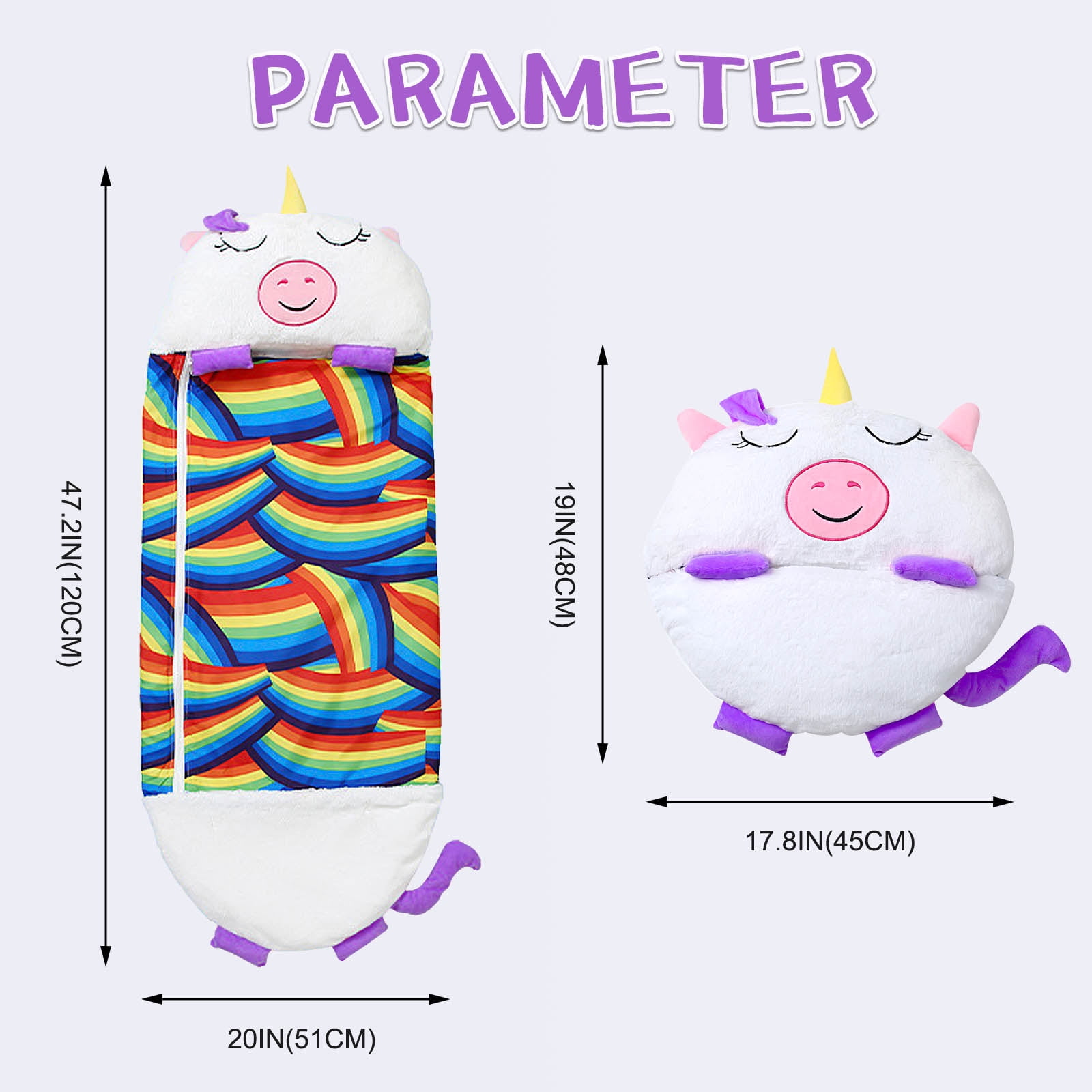 KKL Kids Happy Sleeping Bag Anti-Kick Design Machine Washable Toddler Nap Mat, White
