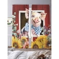 thumbnail image 3 of Pig Sunflowers Sheer Curtains 2 Panels Set Yellow Pink Flower Bee Leaf Farms Animal Oil Painting Sheer Window Curtains Light Filtering Rod Pocket Voile Drapes for Bedroom Living Room 52"X84", 3 of 8