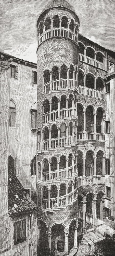 The Famous Staircase The Scala Contarini Del Bovolo On The Exterior Of The Palazzo Contarini Del Bovolo Venice Italy In The Late 19Th Century From Italian Pictures Published 1895 Canvas Art - Ken Wels