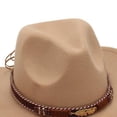 thumbnail image 4 of NOEGOEU Kids Cowboy Hat Boys Girls Western Cowboy Cowgirl Hat Classic Belt Buckle Felt Fedora Hats for 3-8Y (Beige,3-8 Years), 4 of 4