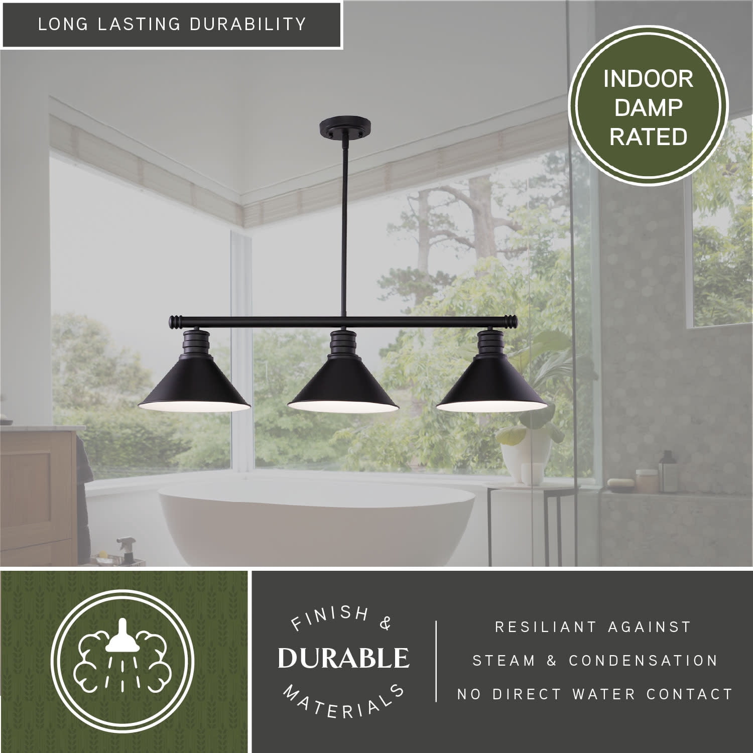Akron 3L Bronze Farmhouse Linear Chandelier Island Pendant Fixture Pool Table Light