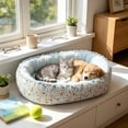 thumbnail image 2 of Premium Floral Pet Bed - Aesthetic Anti-Anxiety Calming Cat Bed - Soft Flower Print for Small Pets, All Season, 2 of 6