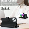 thumbnail image 6 of ELEHOLD for iPhone 14 Plus PU Leather Wallet Case, with Card Holder Strap Shoulder Lanyard for Women Men, Durable Zipper Kickstand Cover for iPhone 14 Plus,Black, 6 of 10