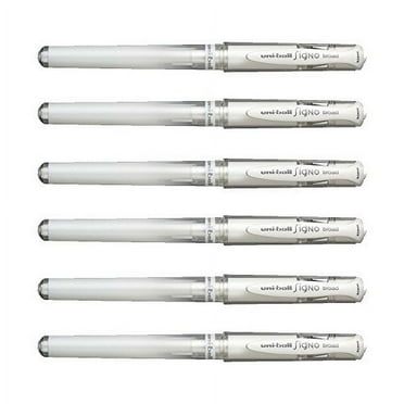Uni-Ball Signo Broad Point Gel Impact Pen White (6 Pens)