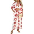 thumbnail image 3 of Conjunto de 2 Piezas de Chándal de Verano para Playa con Camisa de Corta y Botones para Mujer, Top Estampado, Pantalones Cortos de Descanso Girasol S, 3 of 9