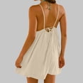 thumbnail image 6 of cocolona Womens Summer Cami Backless Dress Crew Neck Sleeveless Pleated Mini Dress Fashion Casual Solid Color Vacation Beach Sundress, 6 of 7