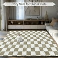 thumbnail image 4 of Pentantan 8ft x 10ft Shag Area Rugs for Living Room, Classic Checkered Fluffy Bedroom Carpet, Beige & White, 4 of 9