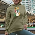thumbnail image 2 of Distressed Too Hip to Hop - Retro Easter Sunday Bunny Art Favor, Souvenir or Merch Gift, Sand Hooded Sweatshirt or Hoodie, Medium, 2 of 5