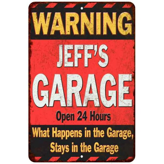 JEFF'S Garage Warning Man Cave Wall Decor 8x12 Metal Sign 108120030123