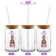 thumbnail image 2 of Happy 4th of July Patriotic Weimaraner Marching Band Uniform Balloons Fireworks 16oz Glass Cup Mug Weim Gray Ghost Dog Lover Glass Can with Bamboo Lid and Straw - 13009, 2 of 5