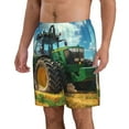 thumbnail image 2 of KLL Green Tractor Field Men's Casual Summer Beach Shorts Hawaiian Shorts with Pockets-XX-Large, 2 of 5