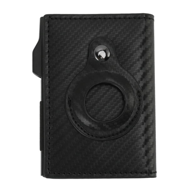 Tarjetero para tarjeta de crédito con tecnología de seguimiento RFID, billetera para tarjetas, estuche de bolsillo para mujeres, hombres, viajes, fibra de carbono, negro