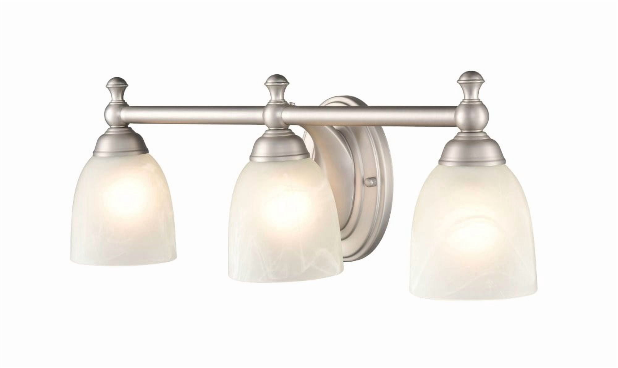 Millennium Lighting  3 Light Metal Vanity Fixture in Satin Nickel with Faux Alabaster Glass Shades