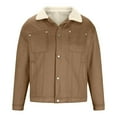 thumbnail image 4 of Aimik Men's Sherpa Fleece Lined Suede Jacket with Fur Lapel Collar,Winter Warm Button Down Casual Outerwear Coat-Coffee M, 4 of 5