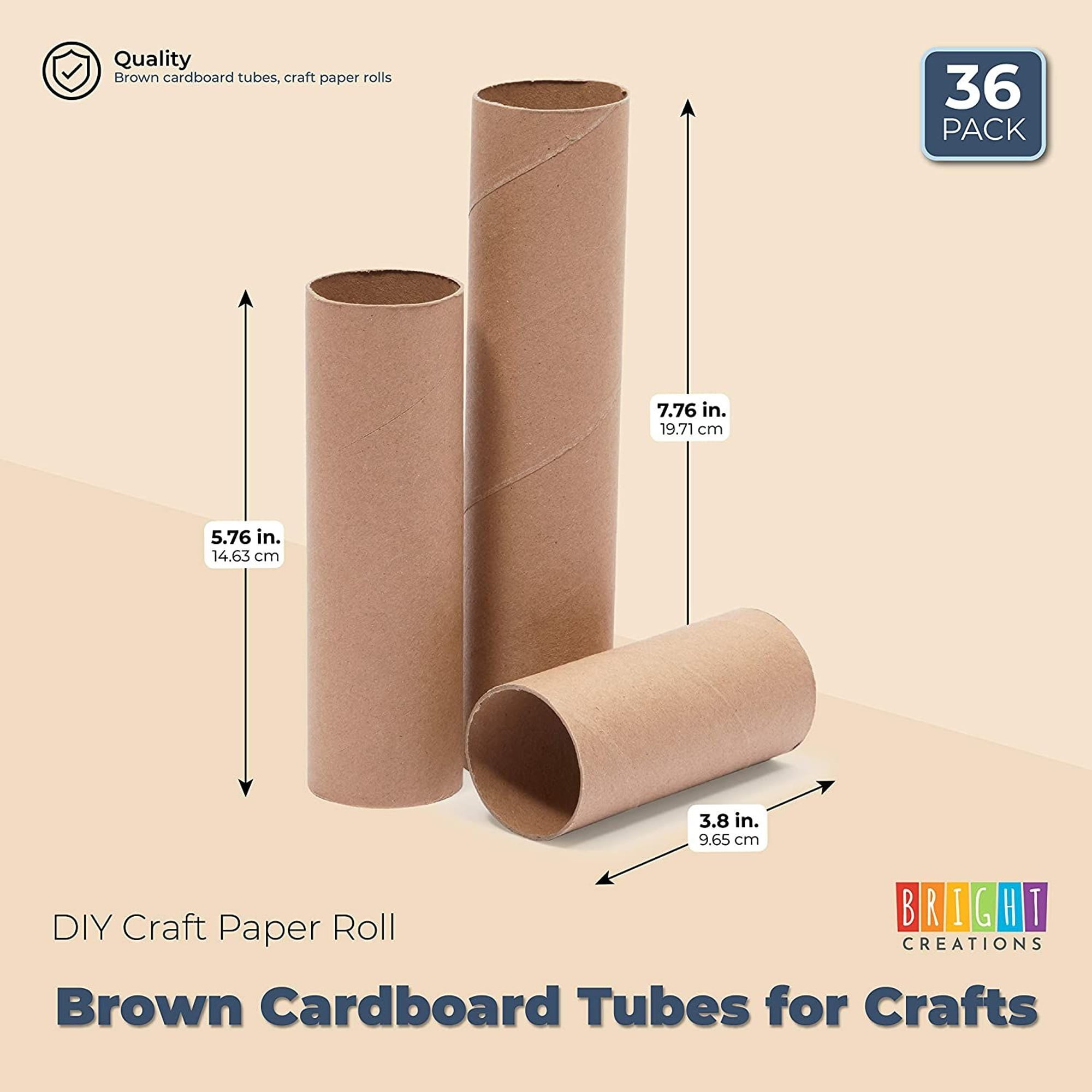 36 Pack Brown Cardboard Tubes for Crafts, DIY Craft Paper Roll for Diorama (1.6 x 4.7 in)