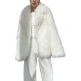 thumbnail image 2 of Abrigos de Invierno Cálidos de Piel Sintética con Solapa y Forro Interior para Mujer Crema S, 2 of 10