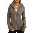 thumbnail image 1 of Sudaderas con Capucha y Cremallera para Mujer, Chaquetas de Forro , Sudaderas de Gran Tamaño, Conjuntos de Moda de Otoño, Suéteres, Ropa de Invierno. Color Café XL, 1 of 10