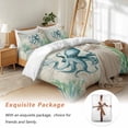 thumbnail image 7 of Vintage Ocean Bedding Duvet Cover Set King Size 4 Pieces Octopus Starfish Seagrass Compass Nautical Bedding Set with Zipper Closure, 1 Comforter Cover 92x106 Inches 1 Flat Sheet & 2 Pillow Cases, 7 of 7