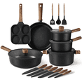 thumbnail image 5 of Carote 25Pcs Nonstick Cookware Sets, Titanium Pots and Pans Non Stick with Knife Set, Black, 5 of 12