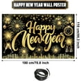 thumbnail image 2 of Happy New Year Fabric Sign Poster Banner Backdrop with Pattern Firework Champagne for Photo Booth Background New Year Party Decorations Supplies, 2 of 7