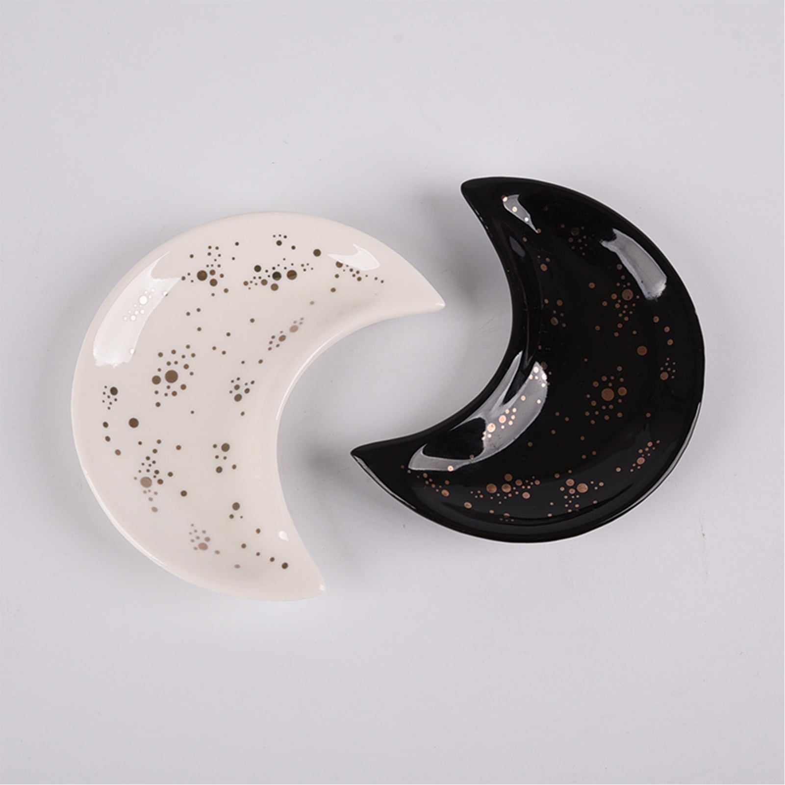Grandest Birch Moon Shape Decorative Jewelry Dish Ceramic Engagement Rings Trinket Dish Wedding Decor Moon Shape Anti-Deformed Dec