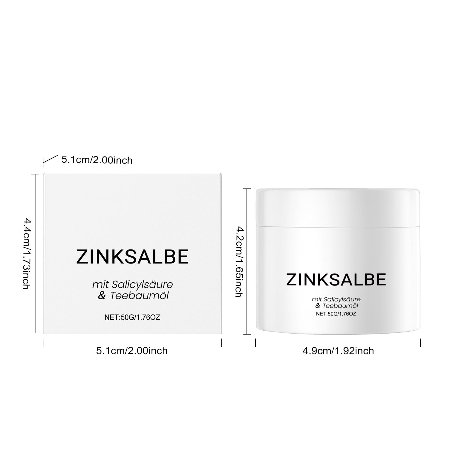 Zinc Ointment with Salicylic Acid & Tea Tree Oil Skin Soothing Formula for Acne, Irritations & Redness 50g