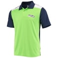 thumbnail image 2 of Men's MSX by Michael Strahan Neon Green/College Navy Seattle Seahawks Challenge Color Block Performance Polo, 2 of 4