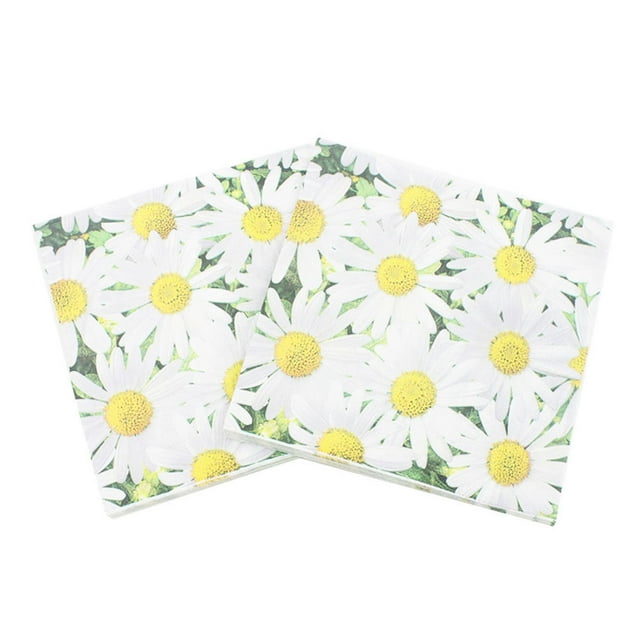 MasteelfCA 20pcs Party Tissue Napkin Printing Paper Napkin Disposable Daisy Printing Napkin Tissue for Party