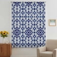 thumbnail image 2 of Navy Blue Geometric Sheer Curtains 45 Inches Long, Vintage Abstract Art Light Filering Curtains, Breathable Simi Curtain Privacy Drapes for Kitchen Bathroom Lightweight Small Window Treatment, 2 of 9