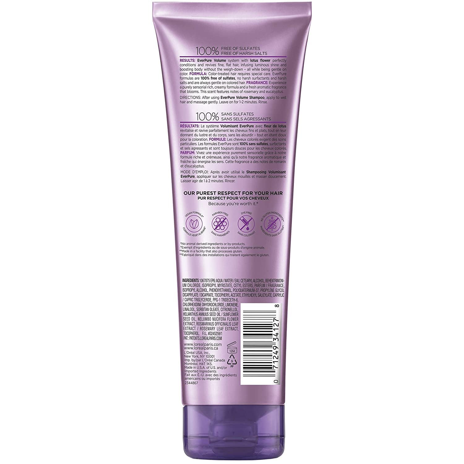 L'Oreal Paris EverPure Sulfate-Free Color Care System Lotus Volume Conditioner 8.5 oz (Pack of 2) - image 3 of 4