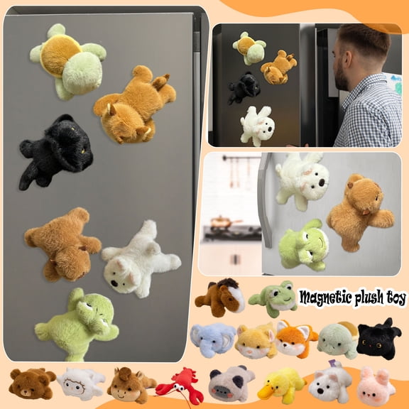 6 Inch Brown Bear Plush Toy Fridge Magnet Cute Stuffed Animal Soft PP Cotton Decorative sleeping dolls for Boys and Girls Home Office Decor Holiday Gift