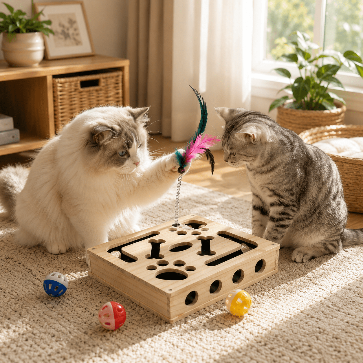 Cat Scratch Puzzle Enrichment Box, Interactive Cats Treat Toy Stress Free, Scratchers That Trim Nails, Cat Nail File Enrichment Box Sandpaper