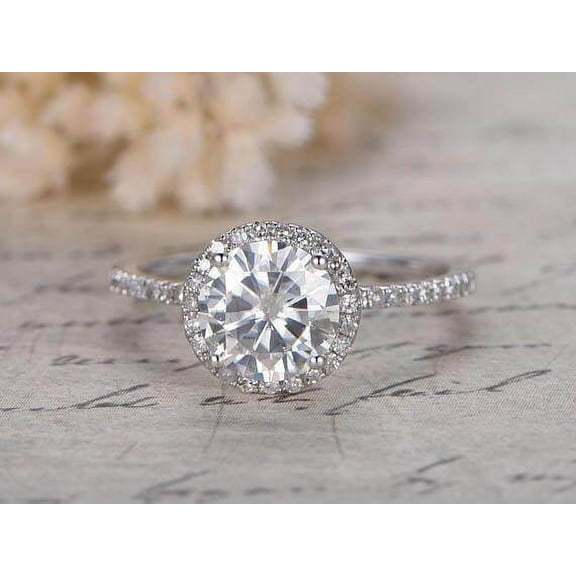 Classic 1.75 Carat Moissanite Diamond Engagement Ring with 18k Gold Plating