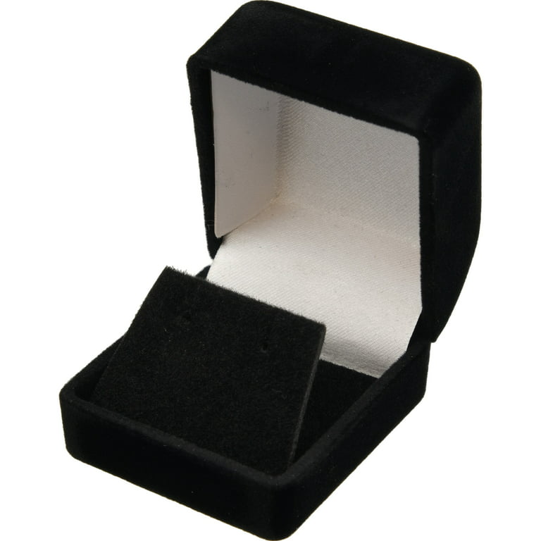 2 Black Flocked Earring Gift Boxes Jewelry Box