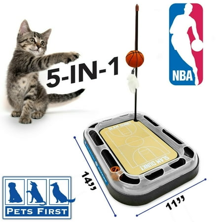 UPC: 0849790111899 | Pets First NBA 76ers CAT Scratcher Toy with Catnip Plush & Feather Cat Toy 5-in-1 Kitty Toy