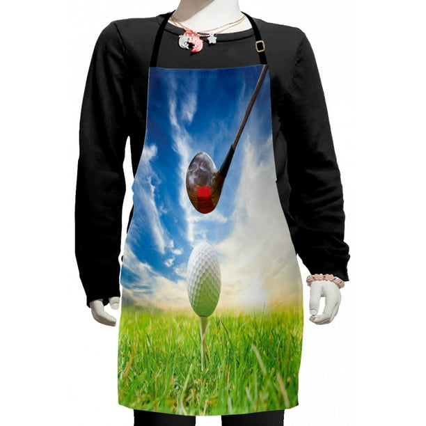 Sports Kids Apron, Golf Club Themed Macro Photography Print of Lofter