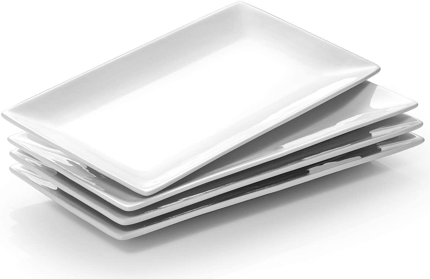 Stackable White DOWAN 14-inch Porcelain Oval Platters/Serving Plates 2Packs 