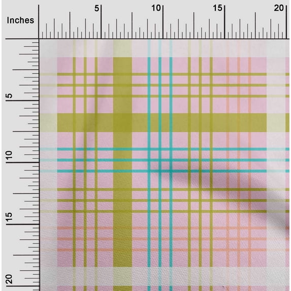 oneOone Cotton Silk Fabric Madras Check Printed Craft Fabric BTY 42 Inch Wide