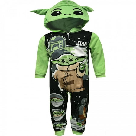 Star Wars The Mandalorian Grogu Youth Hooded Sleeper Pajamas-Size 10