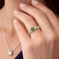 thumbnail image 4 of Gem Stone King 925 Sterling Silver and 10K Yellow Gold Green Tourmaline and White Lab Grown Diamond 3 Stone Engagement Ring for Women (0.48 Cttw, Gemstone October Birthstone, Size 6), 4 of 6