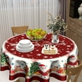 thumbnail image 6 of Red Christmas Round Table Cloth - Xmas Snowman Tablecloth 60 Inch Reindeer Tree Snowflake Happy New Years Table Covers for Kitchen Patio Outdoor Picnic Party, 6 of 8