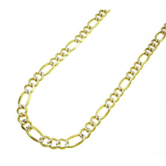 14K Yellow Gold 4.5mm Solid Figaro Diamond Cut Chain Diamond Cut, FREE Microfiber Cloth, Link Mens Womens Necklace, Giorgio Bergamo