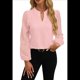 thumbnail image 1 of Blusas Elegantes e Informales para Mujer, con Mangas Largas Transparentes y Cuello en V, Holgadas y Vaporosas de para el Trabajo y la Oficina. Rosa XL, 1 of 9