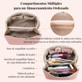 thumbnail image 3 of Cosmetiquera de Viaje de Gran Capacidad - Bolsa de Maquillaje de Cuero PU Impermeable con Asa y Separadores, Bolsa Organizadora de Cosmeticos, Neceser de Viaje para Mujer Portátil, 3 of 9